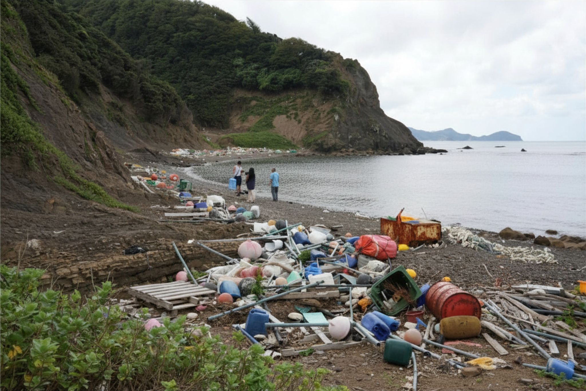 長崎県対馬市の漂着現場